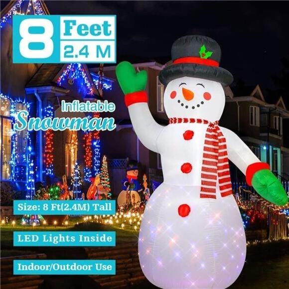8 Feet Christmas Inflatable Snowman Lighted Blow Up Christmas Yard Decoration - Picture 7 of 7
